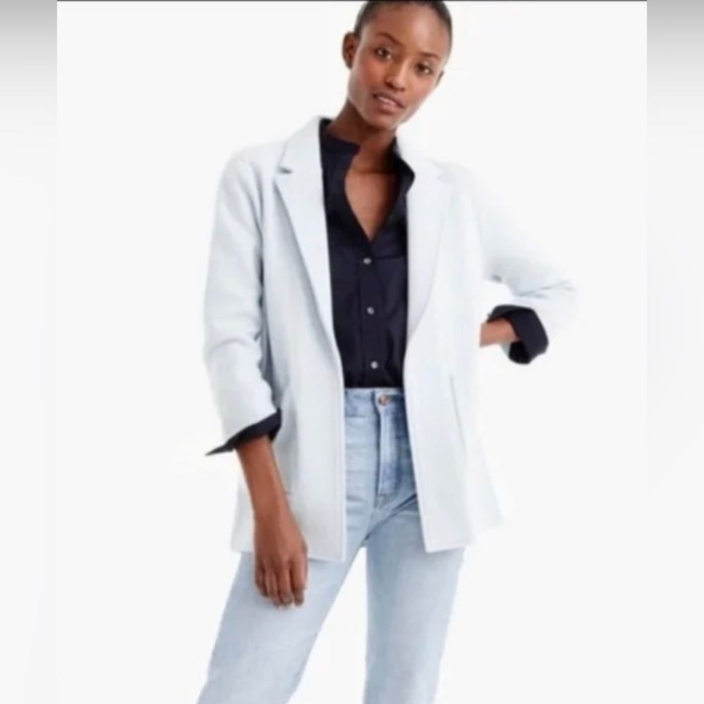 J Crew Sophie sweater blazer in light baby blue sky blue size Medium cotton open